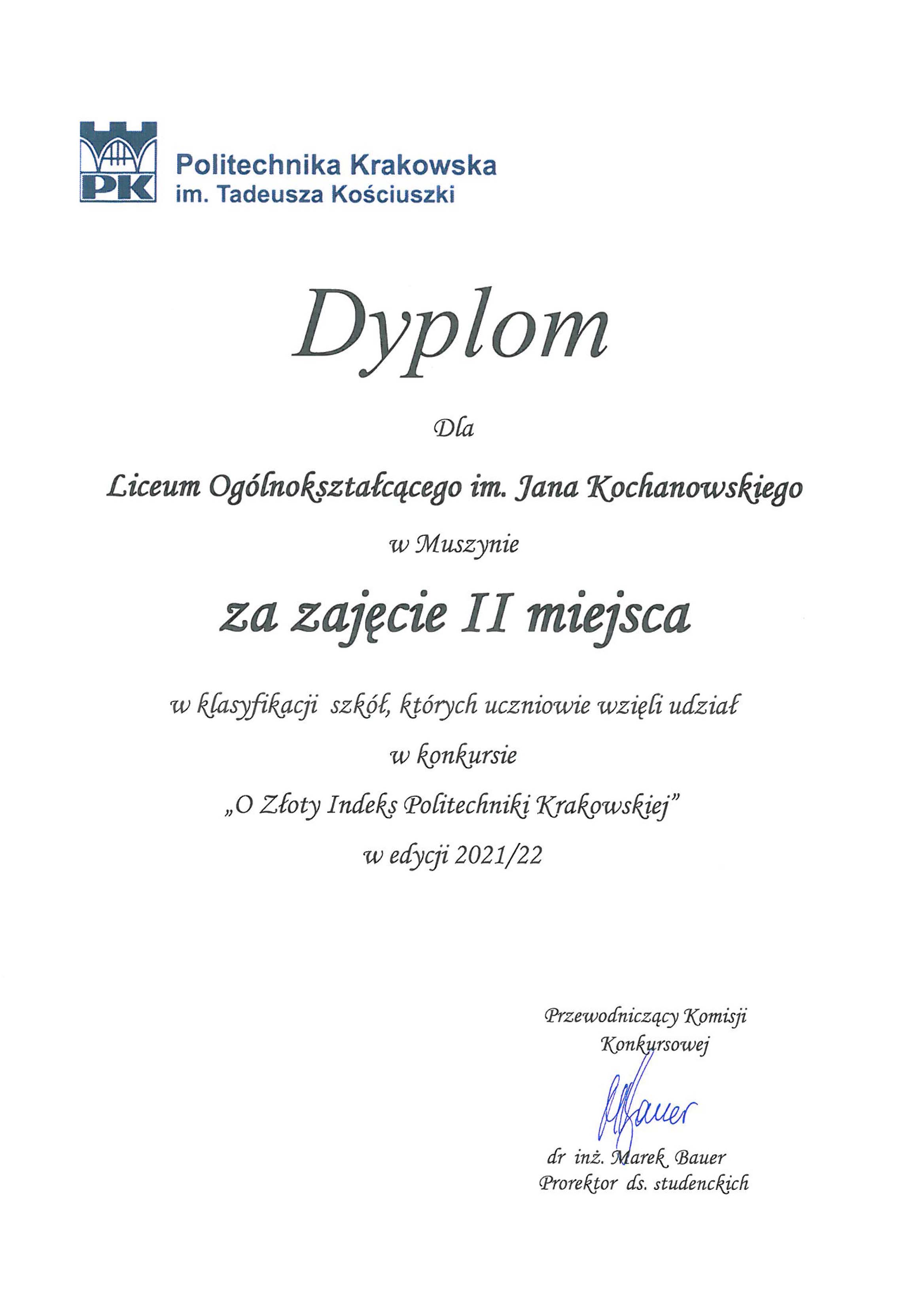 Dyplom II miejsce