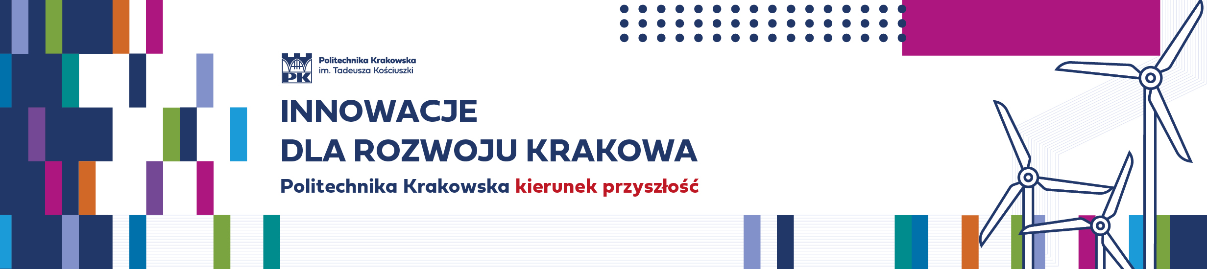 Grafika reklamowa z hasłem: "Innowacje dla rozwoju Krakowa"