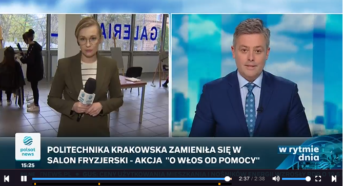 O akcji "Od włos od pomocy" informowały różne media. Przykładem jest Polsat News (zrzut ekranu przedstawiający reportarz z wydarzenia)